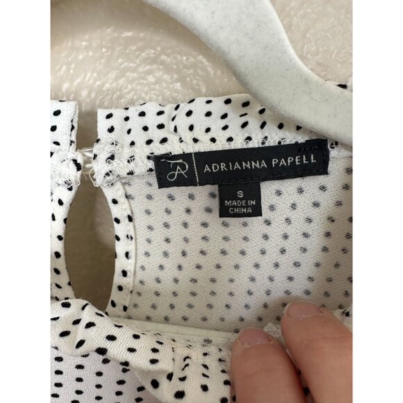 Adrianna Papell Womens White Black Blouse‎ Small long sleeve polyester pullover - Picture 3 of 7